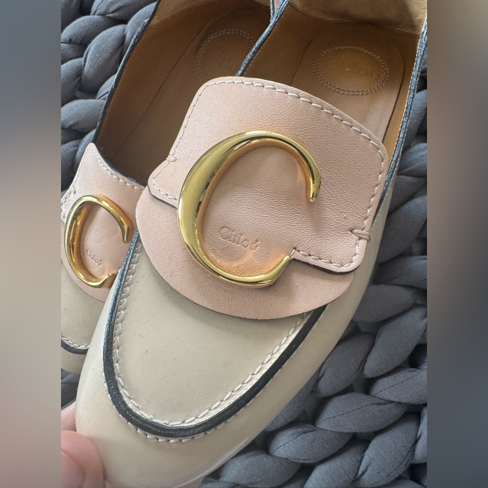 Chloe peachy pink and Gold Women's Loafers